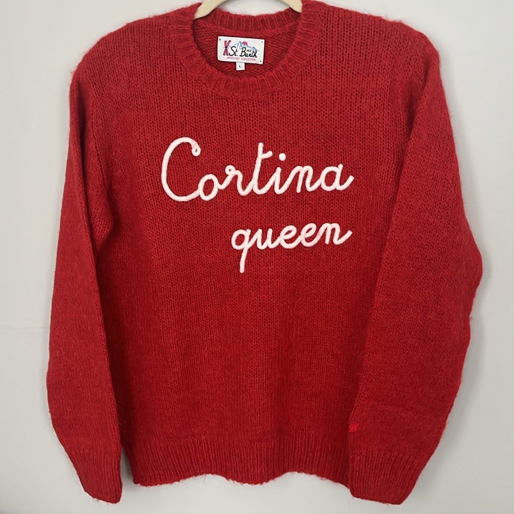 MC2 Saint Barth Red Crew Neck Sweater Vibrant Knit Casual - Picture 2 of 11